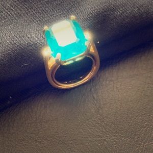 Aqua Colored Emerald Cut Faux Gemstone